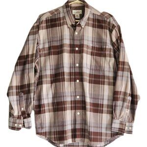 Vintage Arnold Palmer Brown Plaid Shirt Mens Lg 16.5